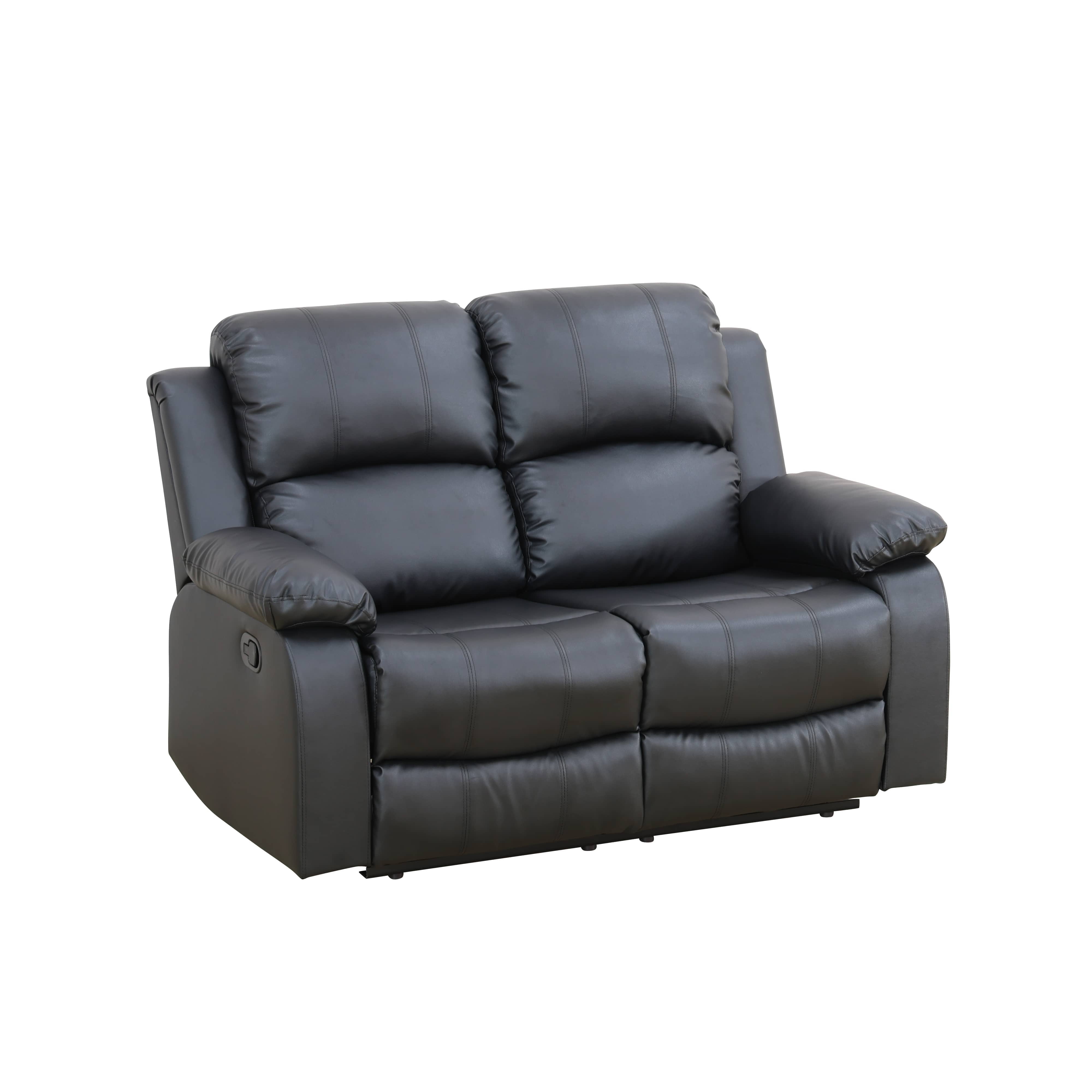 MAYEERTY 67" Modern Semi PU PVC Loveseat Business Function Sofa for Living Room，Black