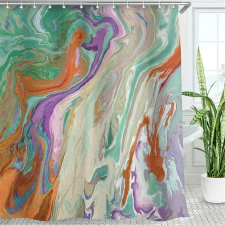 Abstract Shower Curtain Marble Ink Curtains Set With 12 Hooks Decor Oil Painting Colorful Mixed Grey Purple Green Orange 72 X 84 Inches Canada Abstract Shower Curtain Marble Ink, Oil Painting Shower Curtain