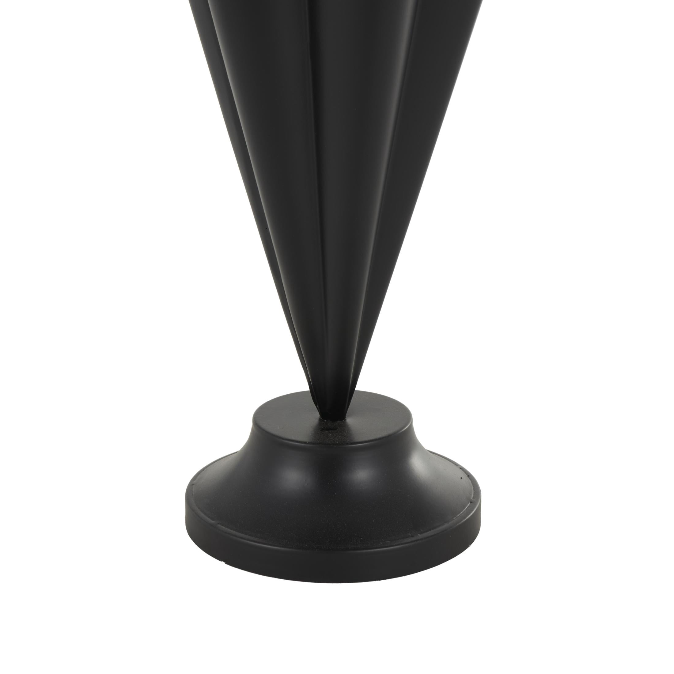 DecMode Black Metal Umbrella Stand with Gold Handle and Ball Details