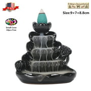 Ceramic Handmade Backflow Incense Cone Burner Mountain Waterfall 002 & 10pcs Cones Gift Home Decor