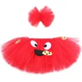 thumbnail image 3 of Conjunto de falda tutú para niñas con diseño de Elmo y monstruo de galletas rojo, faldas de tul mullidas para niñas pequeñas, disfraz de tutú para fiesta de cumpleaños de Halloween para niños, 3 of 5