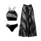 thumbnail image 1 of Bikini Trajes de Baño de Mujer Encaje Bikini con Falda Larga de Gasa, Traje de Baño de Tres Piezas para la Playa, 1 of 4