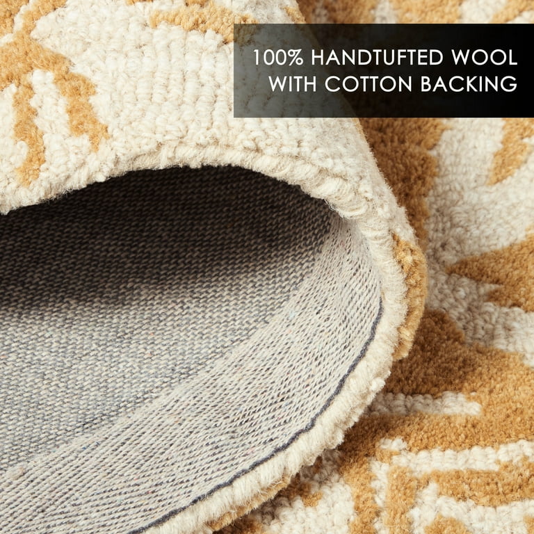 NICOLE MILLER Mod Damask Chambray Wool Area Rug - Gold - 6x9