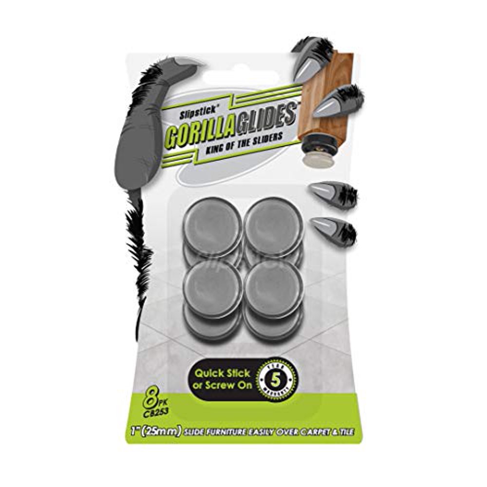 GorillaGlides CB253 1 Inch Plastic Chair Sliders/Furniture Feet Floor