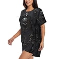 thumbnail image 2 of Susaid Ornate Dark Skull Book Print Women's Pajama Set, Button-Up Sleepwear with Elastic Waist Shorts, Perfect for Lounging, Yoga, Beach, and Casual Wear-3X-Large, 2 of 7