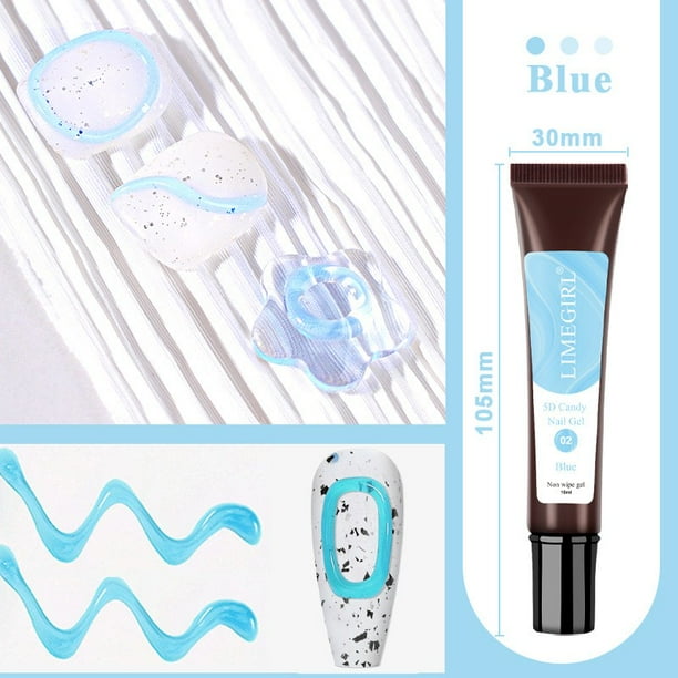 Pisexur Belleza Maquillaje Manguera Pegamento para uñas tridimensional Caramelo Macaron Gelatina Lavable sin lavado Manicura en gelpara mujeres y hombres