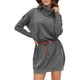 thumbnail image 3 of Gibobby Suéter para mujer, Suéter de cuello alto para mujer, de punto trenzado, de color sólido, de punto(Gris,XG), 3 of 5
