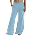 thumbnail image 2 of Workout Wide Leg Elastic Waist Sweatpants Fashion Line Loose Pants Fall Casual Basic Trousers, 2 of 6