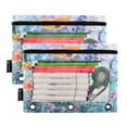 thumbnail image 2 of Dailycode 2 Pack Pencil Pouch for 3 Ring Binder Smooth Zipper Folders with Pockets Clear Window Pencil Case, Watercolor Beautiful Flowers, 2 of 6