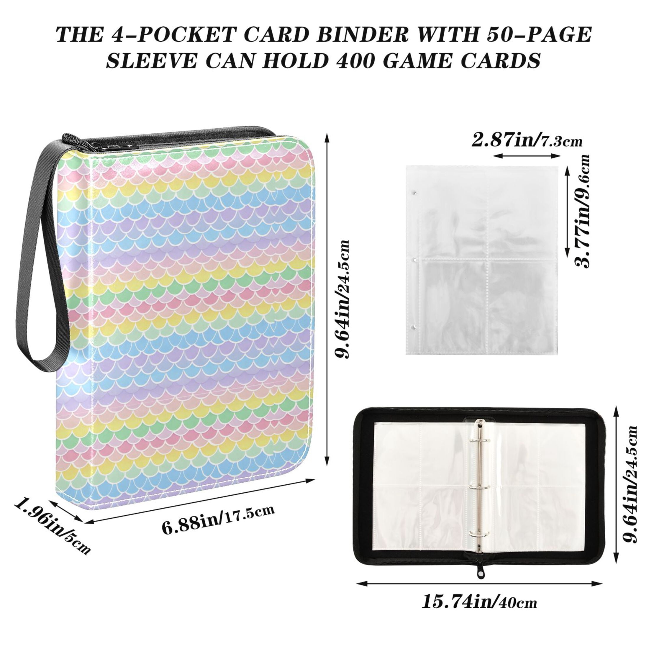 ALAZA Mermaid Scales Trading Card Binder 4 Pocket Cards Collection Album 400 Folder Holder