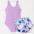 thumbnail image 4 of HAJWOH Girls One Piece Swimsuit with Shorts Sleeveless Stretchy Swimwear Sun Protection Padded Bathing Suit 5-14 Years, 4 of 4