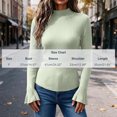 thumbnail image 2 of cocolona Womens Mock Neck Thin Sweater Solid Color Flare Sleeve Trendy Slim Basic Layer Sweater Ribbed Knit Fall Tops, 2 of 7