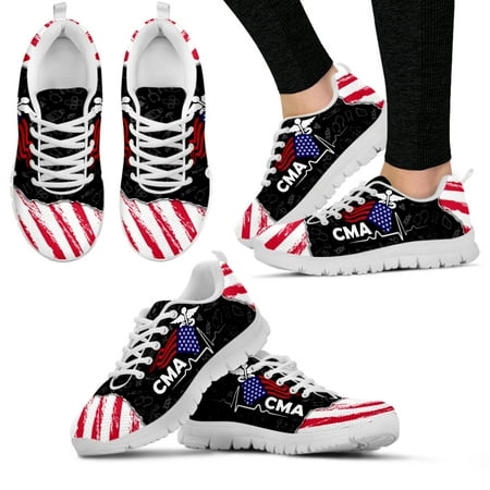 

American Flag Design CAM Printed Shoes Flag Nurse Medical Needs Custom Shoes Black Platform Shoes Casual Sneakers