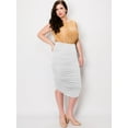 thumbnail image 5 of Made by Johnny Women's Slim fit Bodycon Party Club Night Out Elegant Ruched High Waist Long Pencil Skirt with Side Shirring XL WHITE, 5 of 6