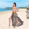 thumbnail image 6 of FORMRS Womens Long Sarong Beach Wrap Semi-Sheer Bikini Skirt Bathing Swimsuit Cover Up, Colorful Skeleton Sun, 6 of 7