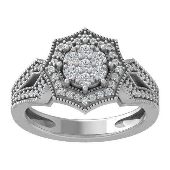 ARAIYA FINE JEWELRY 10K White Gold Diamond Wedding Band Ring (1/2 cttw, I-J Color, I2-I3 Clarity) Size 5