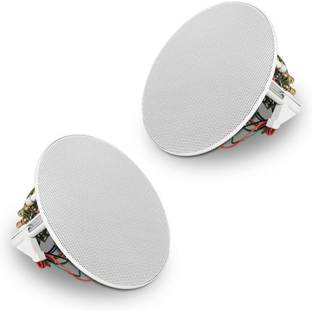 Sound Town Pair of 4.5" Two-Way Coaxial in-Ceiling Speaker, Flush Mount, 70V/100V/8-Ohm Operation, Magnetic Grill, White (STCS4N-PAIR)