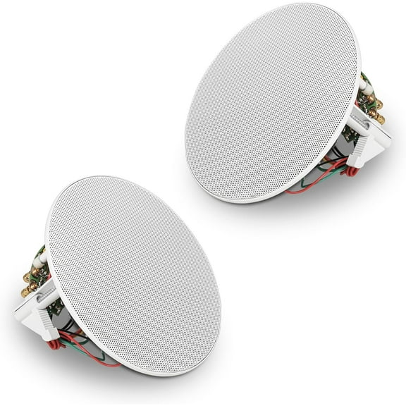 Sound Town Pair of 4.5" Two-Way Coaxial in-Ceiling Speaker, Flush Mount, 70V/100V/8-Ohm Operation, Magnetic Grill, White (STCS4N-PAIR)