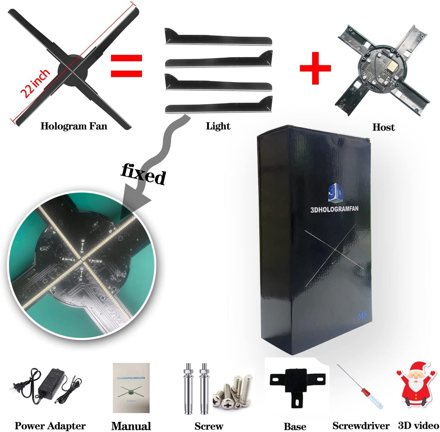 Acrylic Display Case Box, Clear, Assemble, for Collectibles, 3D Hologram Fan Up To 16.5 Inches