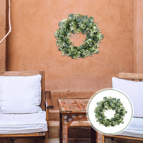 SWETRACE 1Pc Eucalyptus Leaf Wreath Simple Wreath Plastic Green for Home Decoration 36X0.3937In
