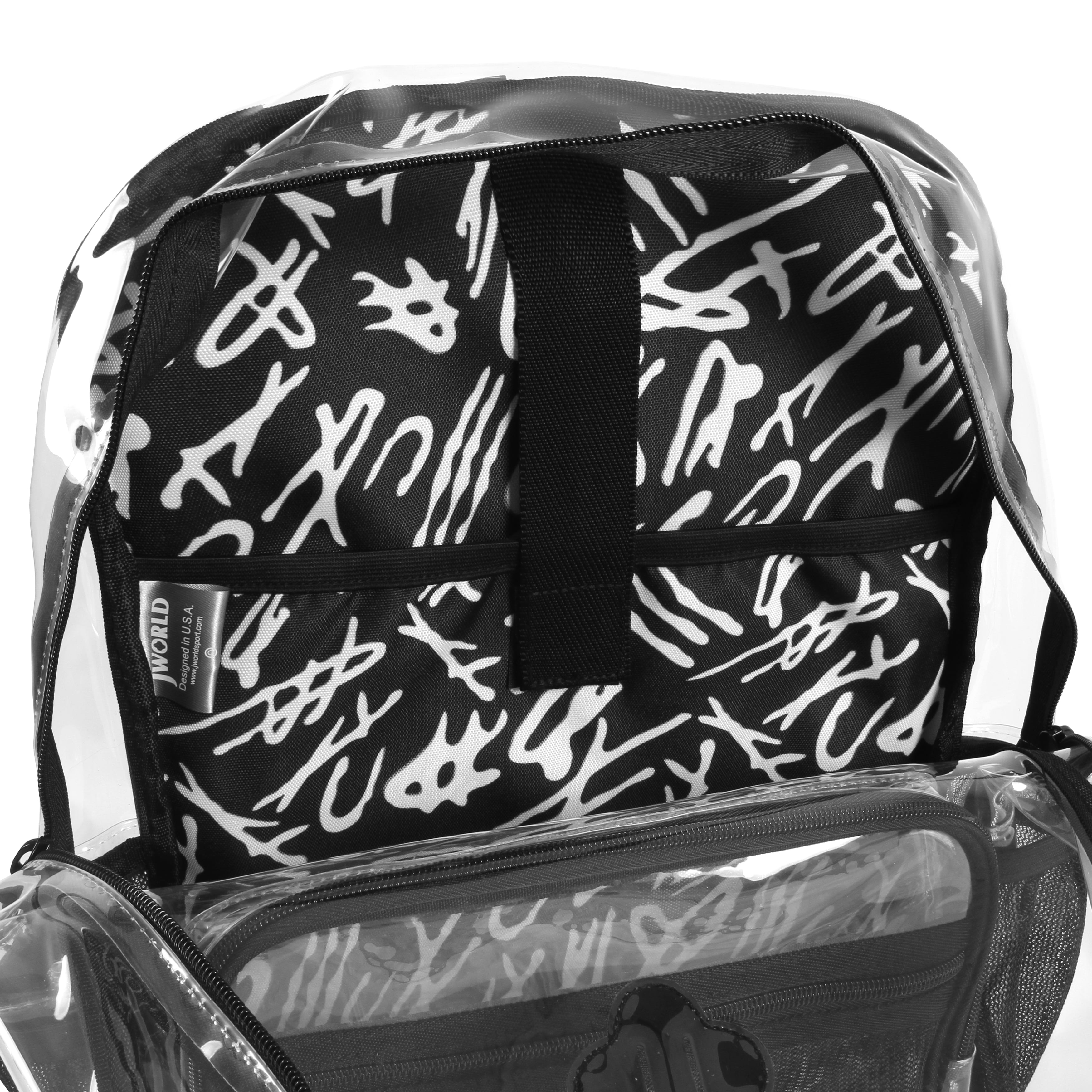 J World Unisex Clear 17" Laptop Backpack, Script