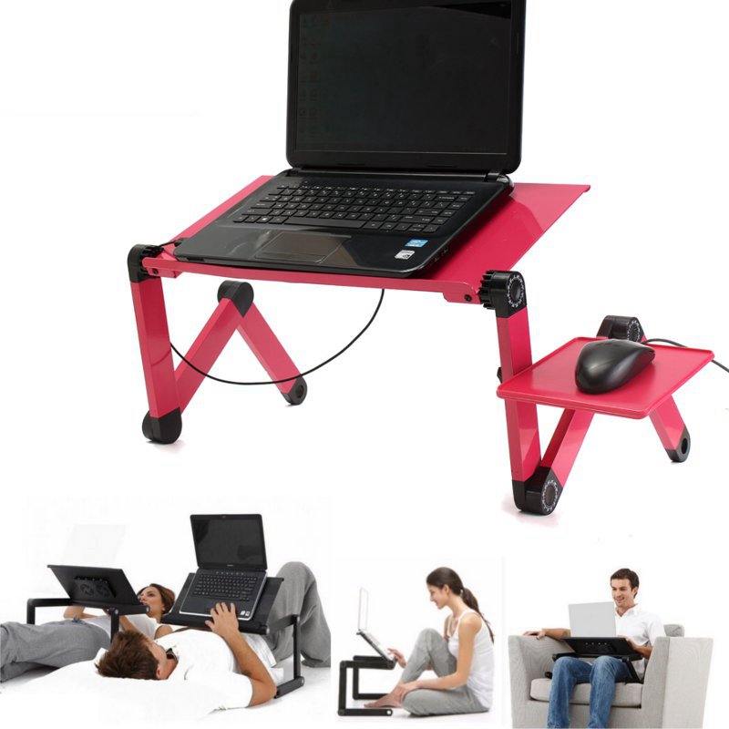 Novashion Adjustable Fold Tray Table, Laptop Table Portable Table Fold Laptop Notebook Desk Stand Tray Desk with Cooling Fan for Bed Carpet Car - image 2 of 8