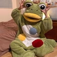 thumbnail image 5 of GWAABD Silly Big Eye Mouth Frog Pajamas, Soft Plush One Piece Costume Green Loungewear, S Size Pajamas, 5 of 8