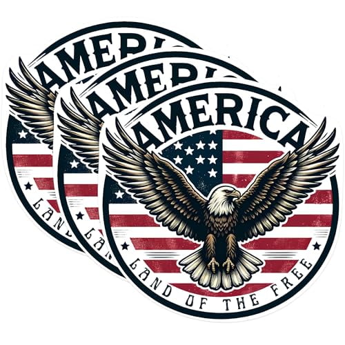 (3 Pack) American Eagle Decals - USA Patriotic Stickers - Land of The Free Laptop Decals - 3 Inches On Longest Side - Easy Peel & Apply - Made in USA - 3MCS1035