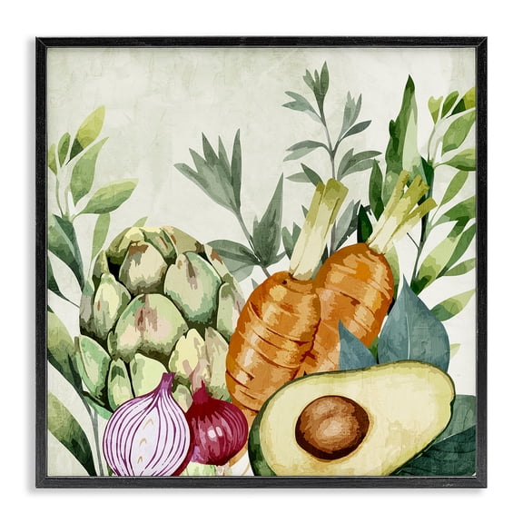 Stupell Industries Organic Vegetable Harvest Food & Beverage Painting Black Framed Art Print Wall Art, 12 x 12