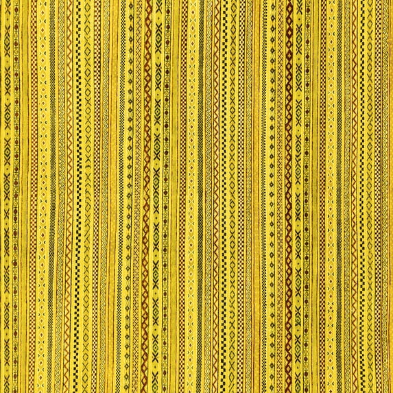 Ahgly Company Machine Washable Indoor Square Abstract Yellow Modern Area Rugs, 3' Square
