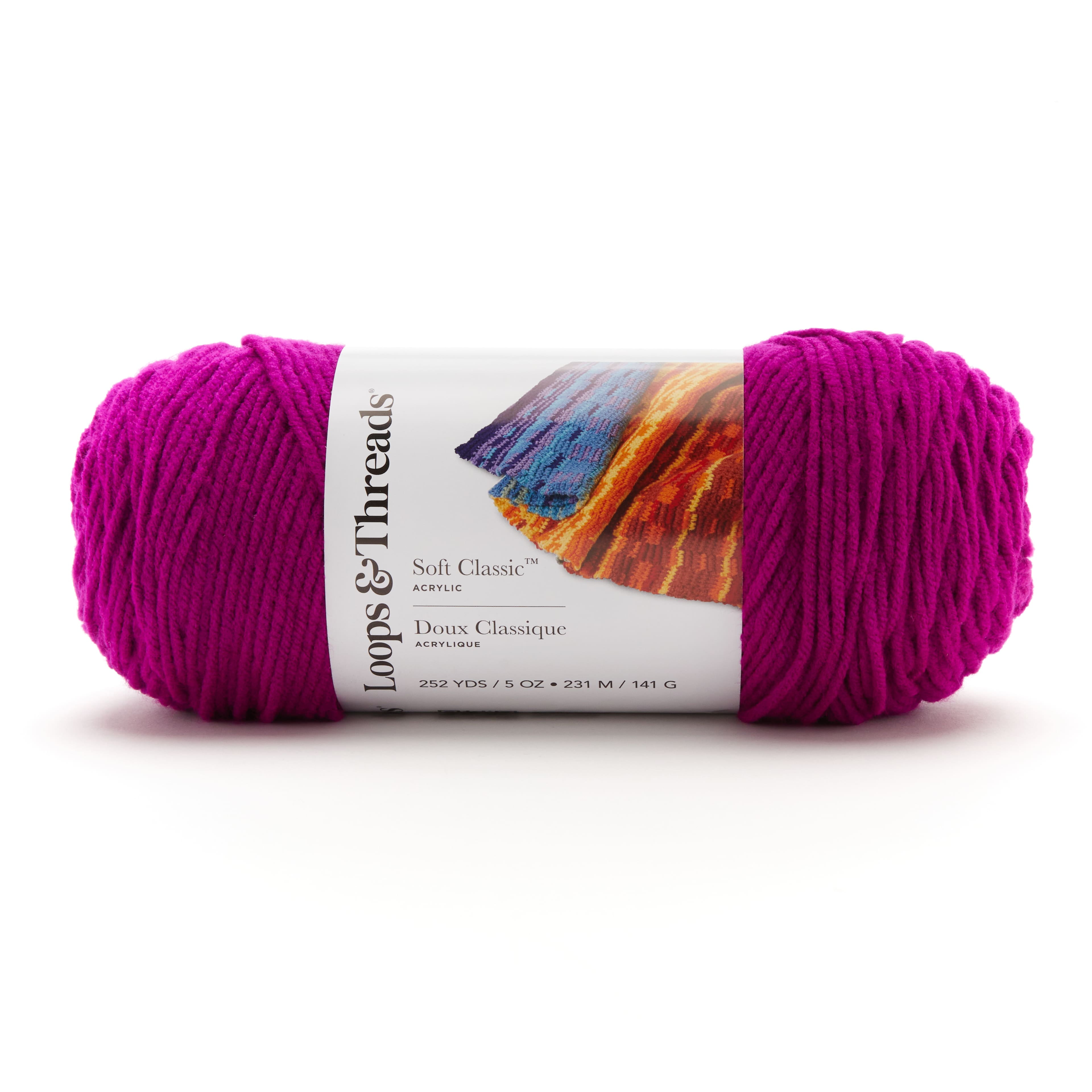 Loops & Threads Soft Classic Neon Yarn - Neon Yarn for Knitting, Crochet, Weaving, Arts & Crafts - Neon Violet, Bulk 12 Pack