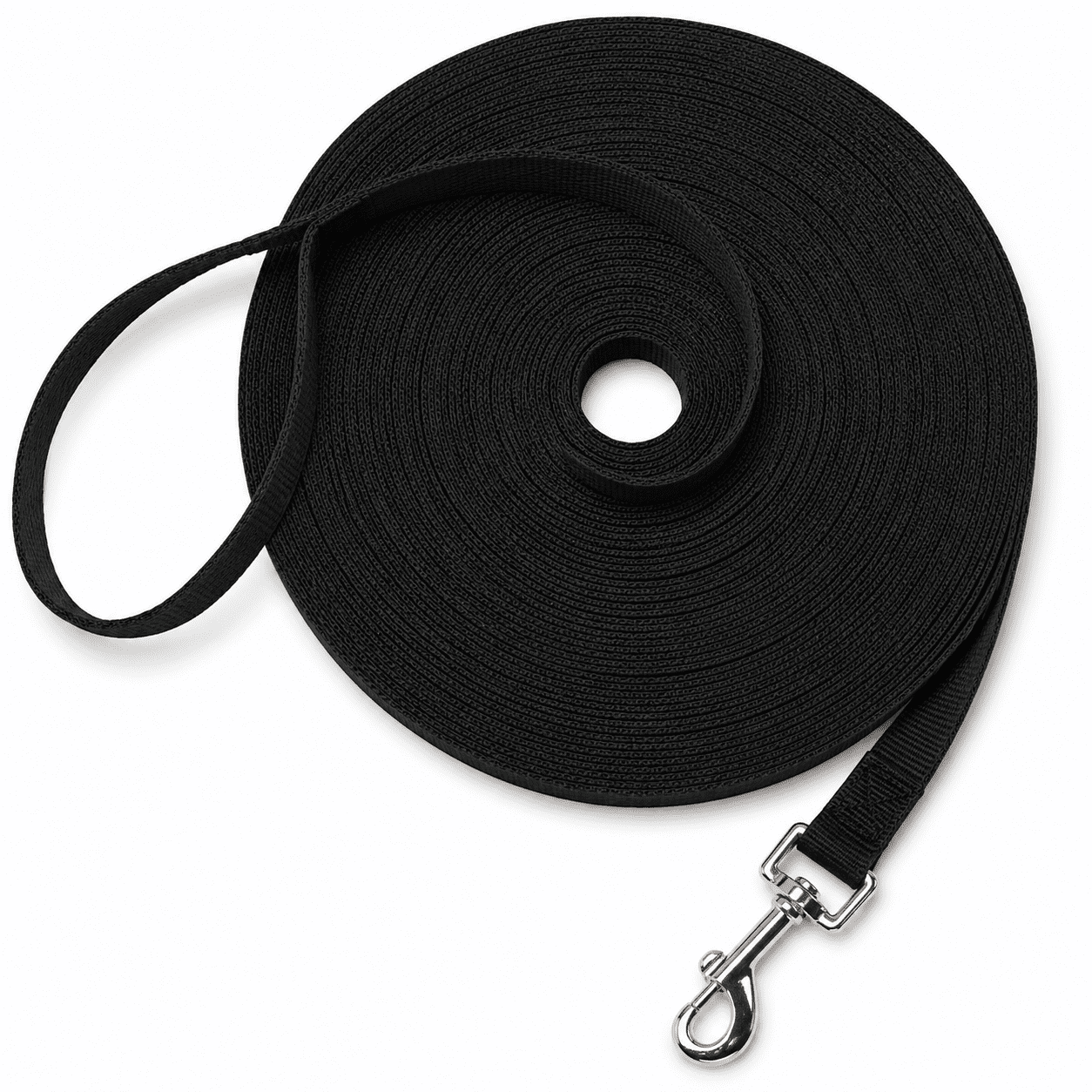 Black Dog Training Leash, 20 ft Nylon Recall Lead for Obedience Agility and Outdoor Play