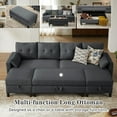 thumbnail image 4 of Pingliang Home 101" Convertible Sectional Sofa with Ottoman Coffee Table,U Shaped 4 Seat Sofa Couch with Storage Pockets,Modern Linen Sofa Bed with 3 Ottoman for Living Room Apartment Office Studio, 4 of 12
