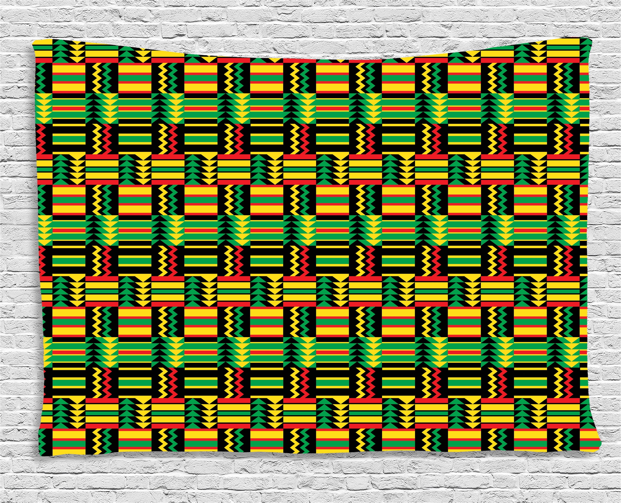 Kente Pattern Tapestry, Tribal Kenya Nigeria Design with Lively