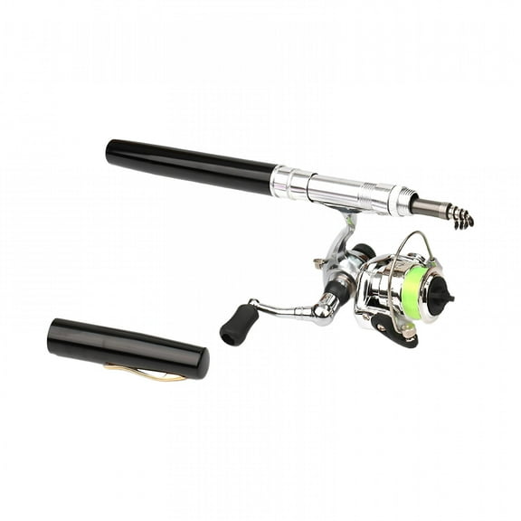 BESTSKY Mini Fishing Rod Mini Pen Fishing Pole Compact Telescopic Fishing Rod for Freshwater Saltwater Lake Travel Beginners Children Black