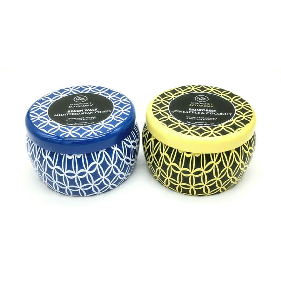 CocoSoy Eco Aroma Tin Candles Organic Natural Botanicals 2-Pack Multiple Scents - Citrus & Pineapple