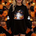 thumbnail image 2 of WAVSUF Kids Girls Halloween Sweatshirt, Long Sleeve Round Neck Loose Fit Festive Fall Casual Pullover Black 3, 2 of 7