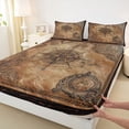 thumbnail image 5 of Manfei Vintage Leather Nautical Compass Map Full Size Sheets for Kids Boys and Girls, Coastal Sailing Print Bed Sheets 4-Piece, 1 Flat Sheet, 1 Fitted Sheet and 2 Pillowcases, 5 of 6