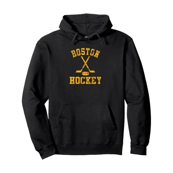 Men'S Vintage Boston Hockey 1 Side Hoodie S-5Xl, Pullover With "Boston Hockey" Graphic