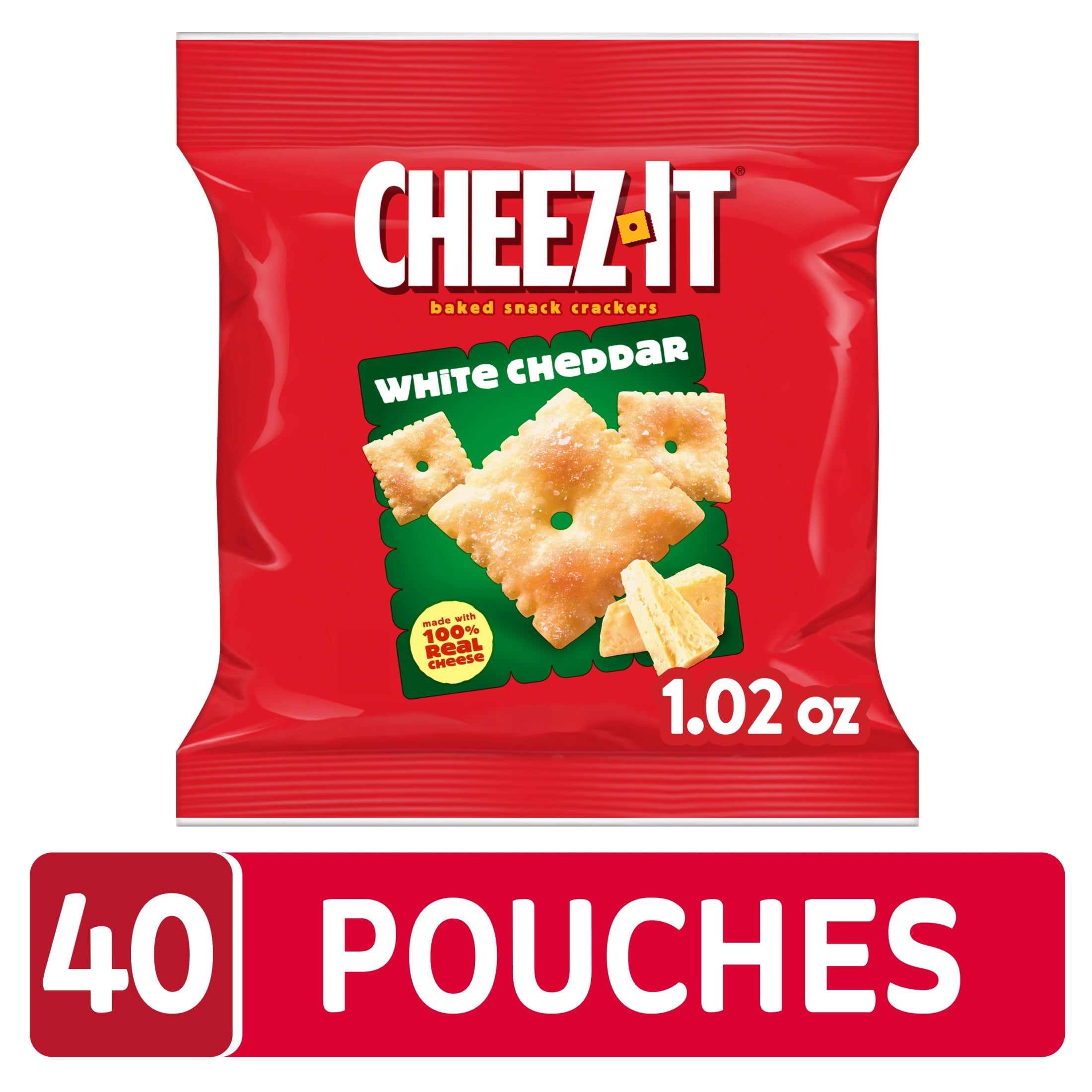 Cheez-It White Cheddar Cheese Crackers, Baked Snack Crackers, 40 Count