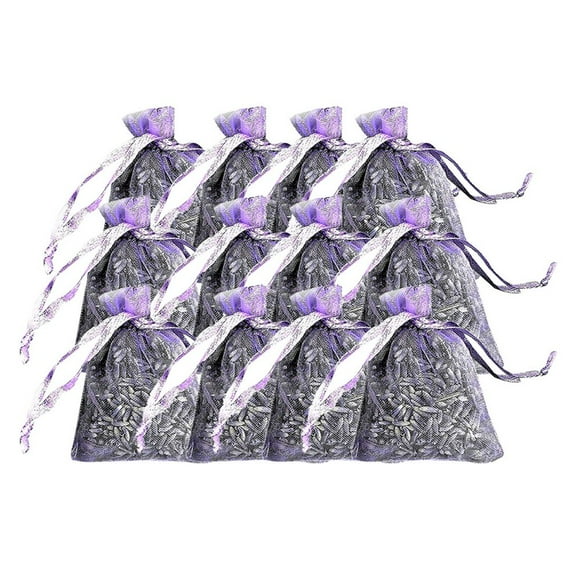 12 Bags of Dried Lavender in Small Lilac Organza Bags -Real Flower Wedding
