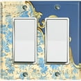 thumbnail image 1 of Metal Light Switch Plate Cover Blue Floral Damask Frame Honeycomb Trim DAM058, 1 of 13