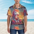 thumbnail image 2 of Balery Meditating Cute Horse Camisas hawaianas de manga corta para hombre, camisas playeras de corte holgado, camisas de vacaciones con botones,Medium, 2 of 7