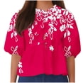 thumbnail image 1 of Camisetas de Manga Corta para las Mujeres Lanterna Manga Corbata Plisado Cuello Redondo, Casual Recortado Camiseta Top para Gimnasio Y Diario, 1 of 5