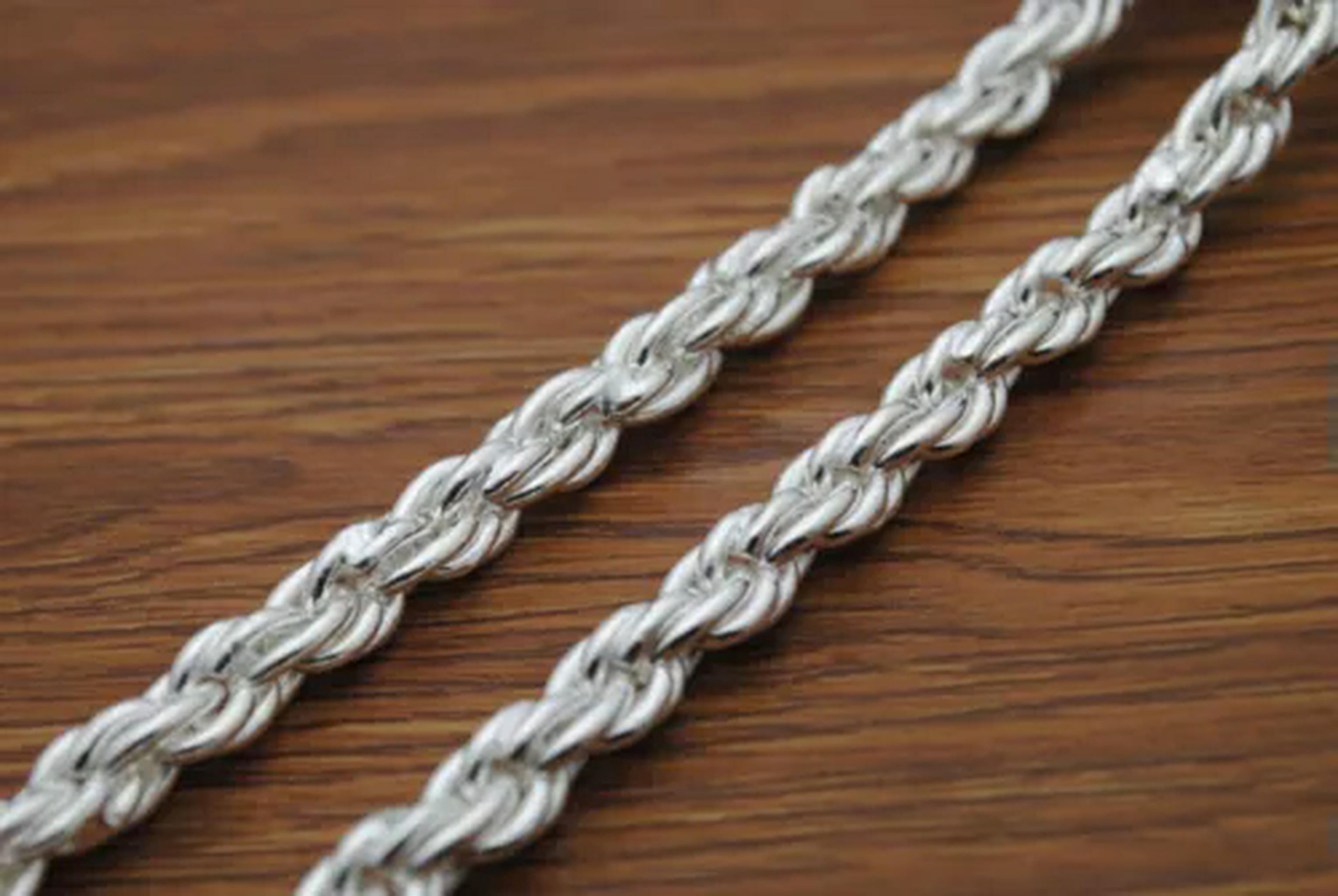 HOOUN Pure S999 Fine Silver Chain Men Gift 4mm -10mm Twisted Rope Necklace 39-218g-6mm,25.6inch, 100g