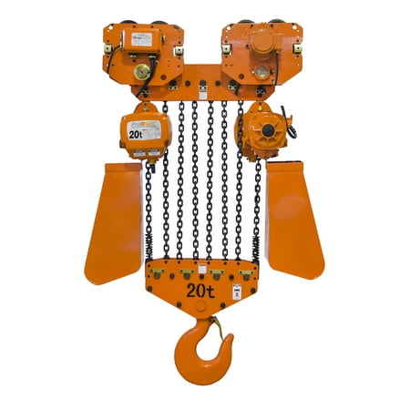 

Prowinch 20 Ton Electric 1 speed Chain Hoist 2 speed Power Trolley 40 ft. G100 Chain M4/H3 220~240/380/460V