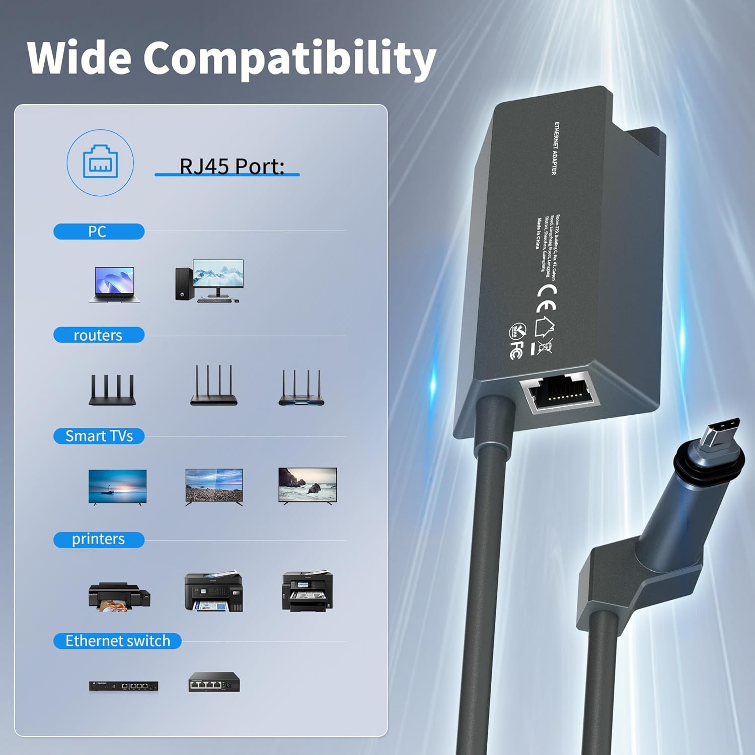 Starlink Ethernet Adapter Gen 2 for Wired External Network, Starlink RJ45 Gigabit Ethernet Adapter Support High Speed 1000Mbps