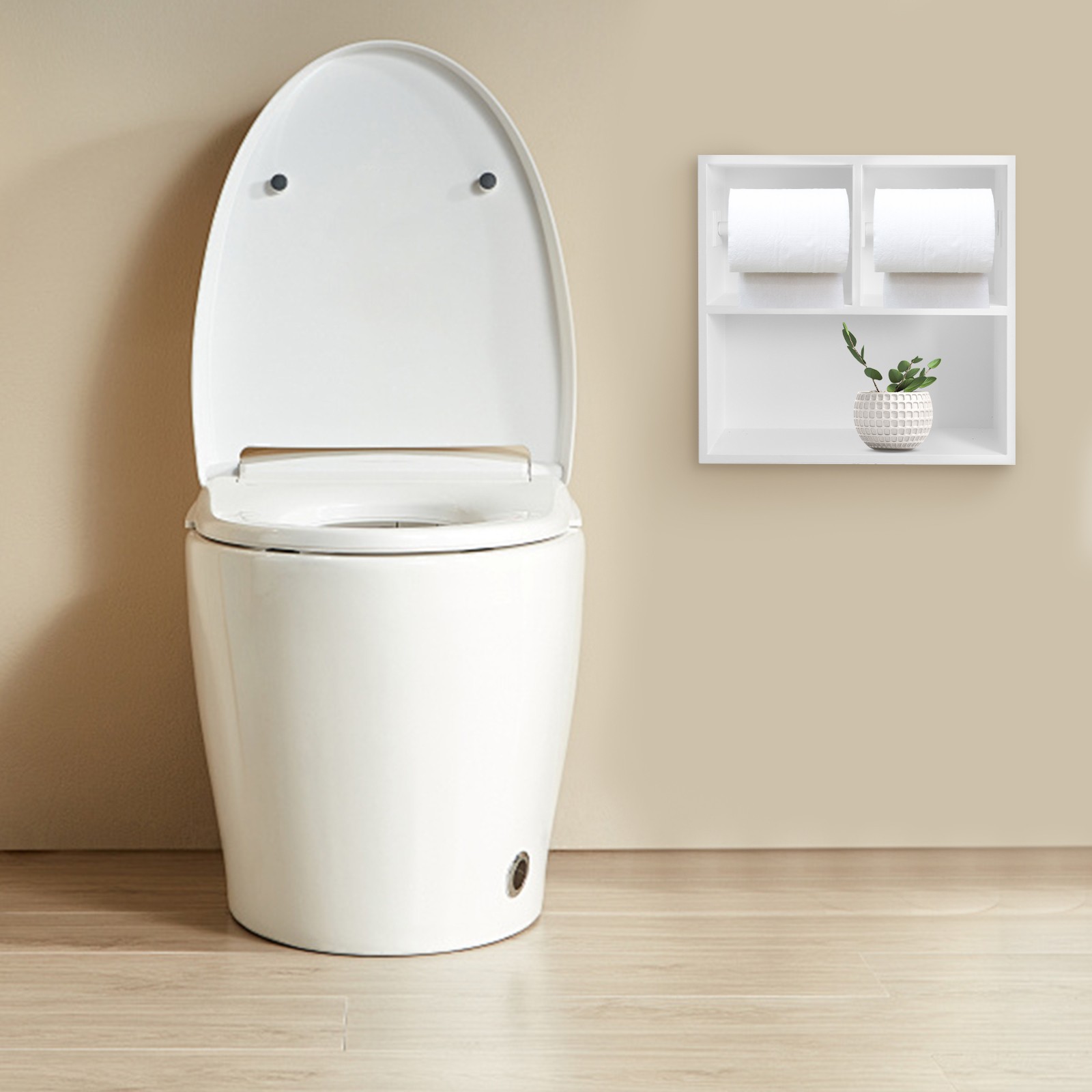304 Stainless White Recessed Modern Steel Toilet Paper Holder Dual Toilet Roll Holder 12.2*3.94*12.2