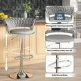 thumbnail image 3 of Baxluxe Velvet Bar Stools Set of 2, 360 Degree Swivel Bar Chairs with Footrest & Backrest, 2 Pieces Adjustaable Counter Height Dining Chairs, High Stool Pub Chairs for Kitchen Island, Gray, 3 of 7