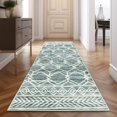 thumbnail image 1 of Runner Rug jinchan marroquí moderno geométrico 90x210 cm azul verdoso, 1 of 6